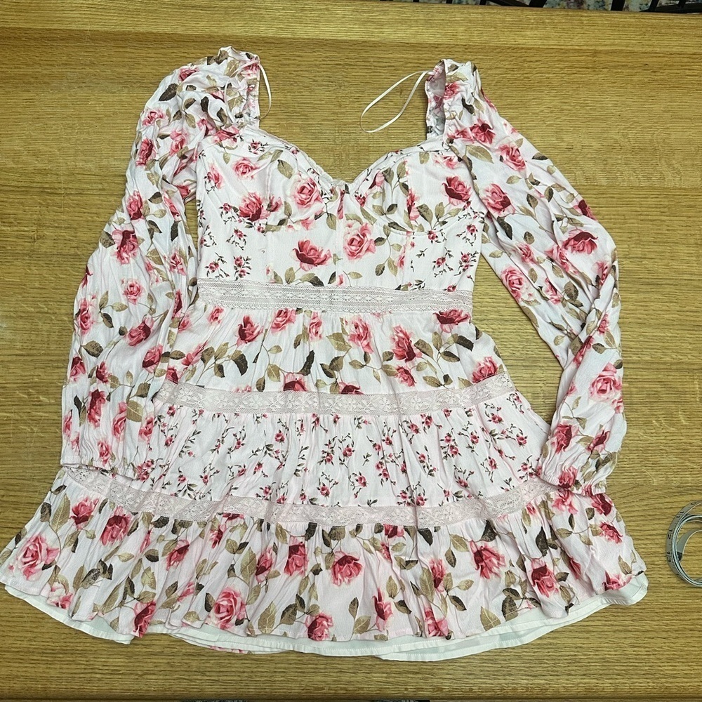 Altar’d State NWOT Kate Mini Floral dress corset underwire top sz Large, 16” p2p - Picture 3 of 11